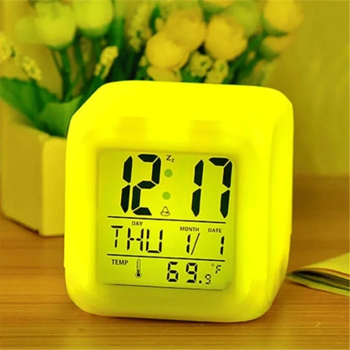 Led Dijital Renkli Masa Saati Alarm Termometre Tarih Masaüstü Saat (5263)