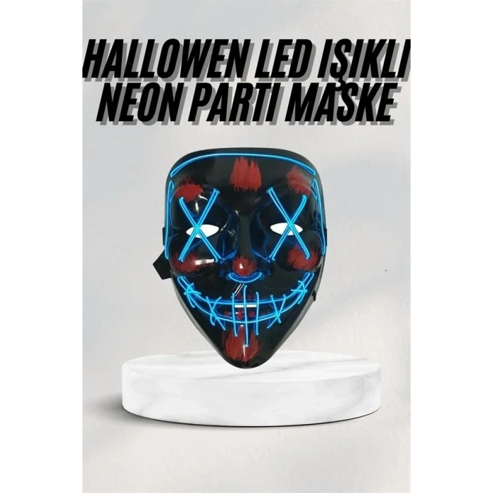 Led Işıklı Neon Maske Cadılar Bayramı Maskesi Korkunç Korku Maskesi