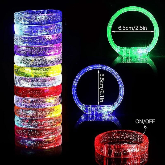 Led Işıklı Pilli Işıklı Rengarenk Kalın Bileklik Işıklı Bilezik Karışık Renk 1 Adet (5263)