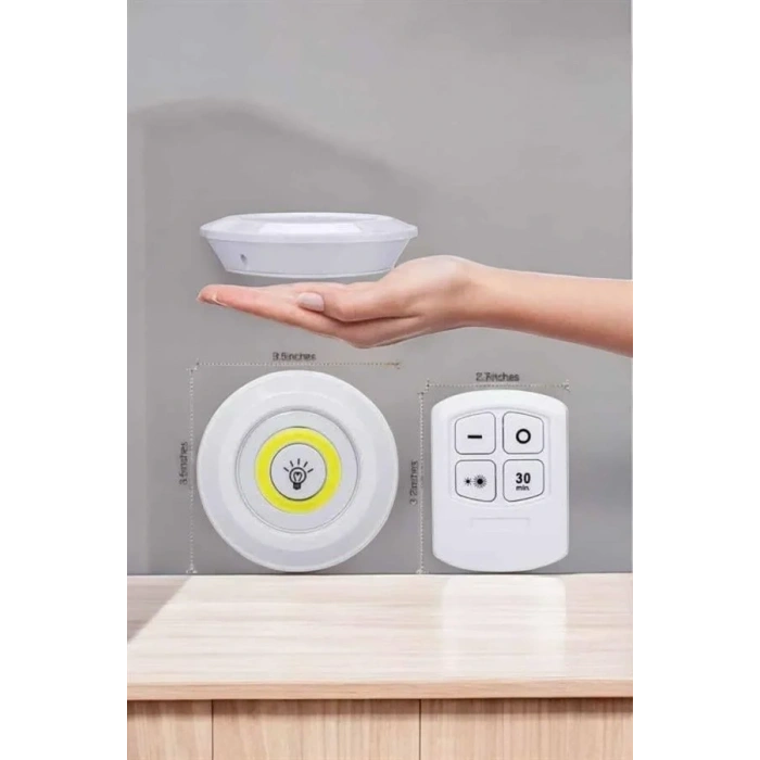 Led Lamba 3lü Uzaktan Kumandalı Yapışkanlı Beyaz Işık