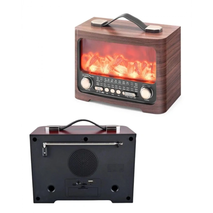 Led Şömine Efektli Kablosuz Hoparlör Bluetooth Radyo Usb Tf Kart Destekli