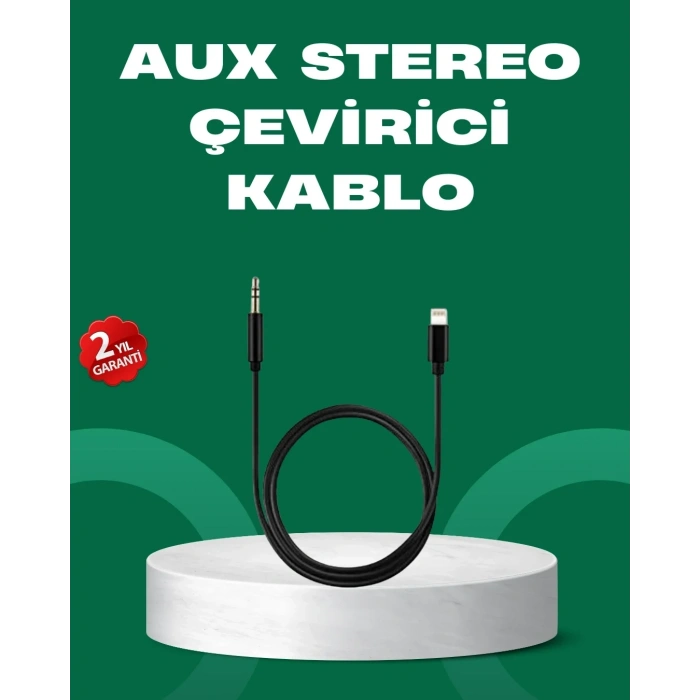 Lightning To 3.5mm Aux Ses Dönüştürücü Kablo 1 Metre Stereo Uyumlu