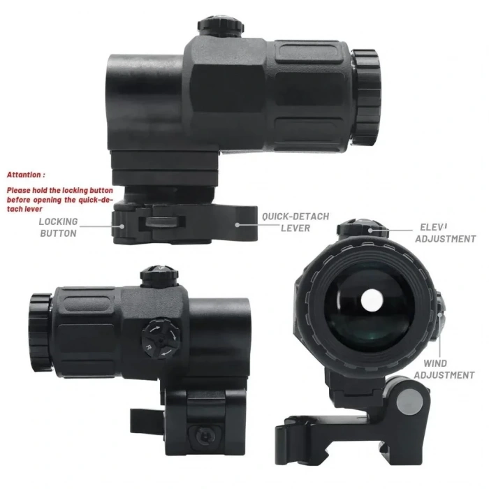 Magnifier 5x Yakınlaştırmalı Dürbün - 22mm Ray Uyumlu, Katlanır Yaylı Ayaklı