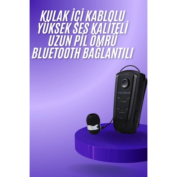 Makaralı Bluetooth Kulakiçi Yaka Kulaklığı Kablosuz Kulaklık