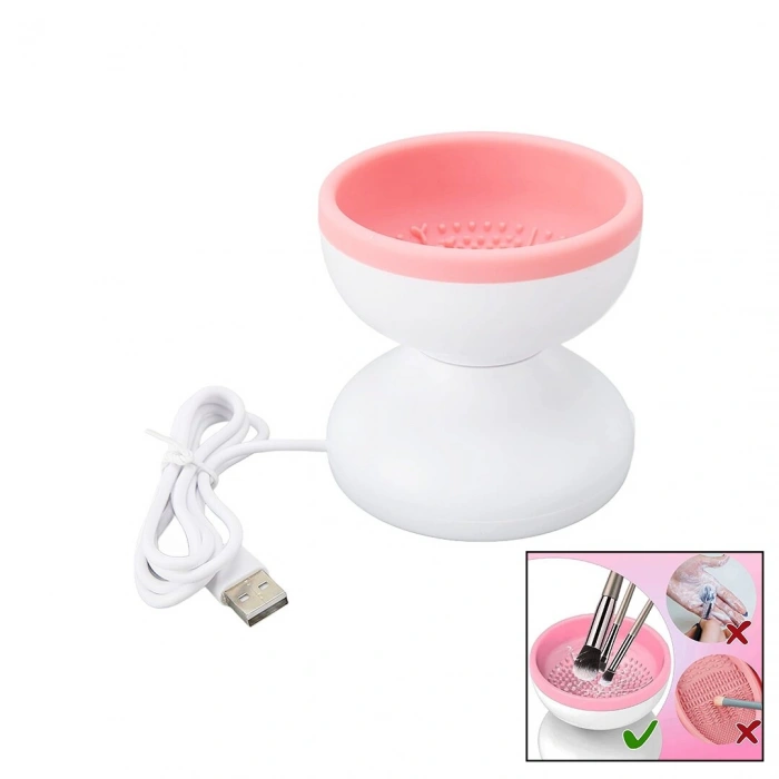 MAKEUP BRUSH CLEANER MAKYAJ FIRÇA TEMİZLEME MAKİNESİ  USB ÇALIŞMA - SİLİKON TIRTIKLI HAZNE (5263)