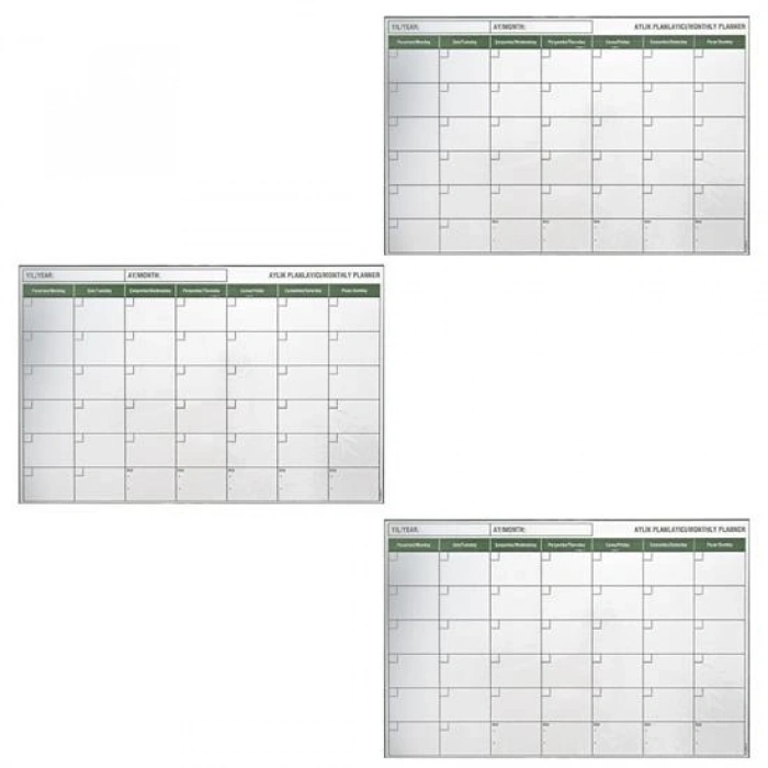 Manyetik Yapışkanlı Bir Aylık Program Planlayıcı Takvim 85x56 cm (5263)