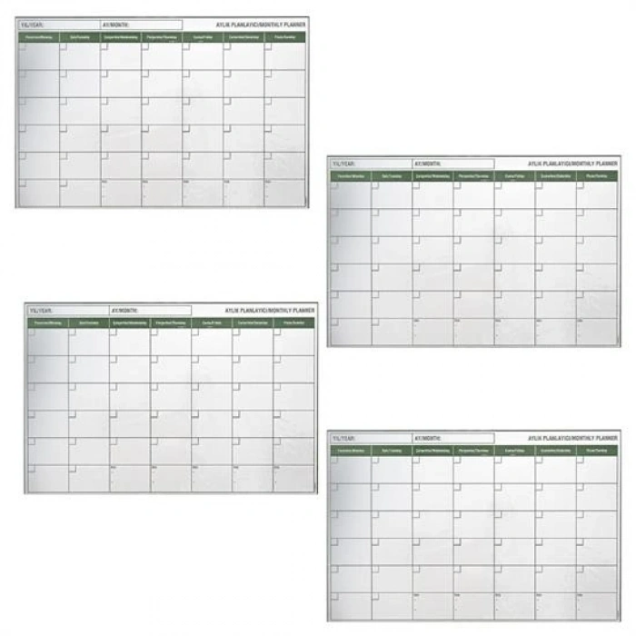 Manyetik Yapışkanlı Bir Aylık Program Planlayıcı Takvim 85x56 cm (5263)