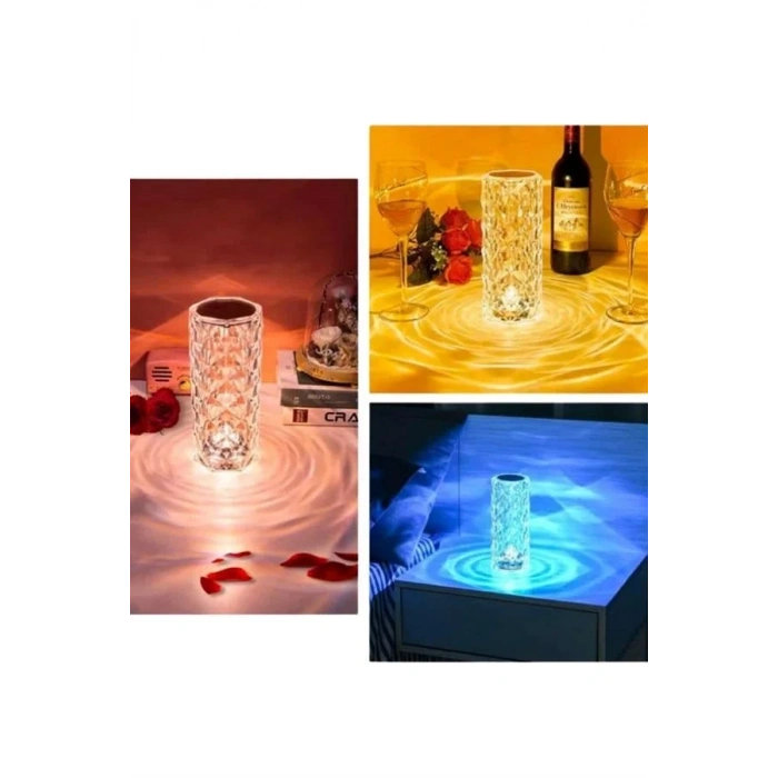 Masa Ve Gece Lambası Şık Ve Dayanıklı Sensörlü Şarjlı Kristal Lamba