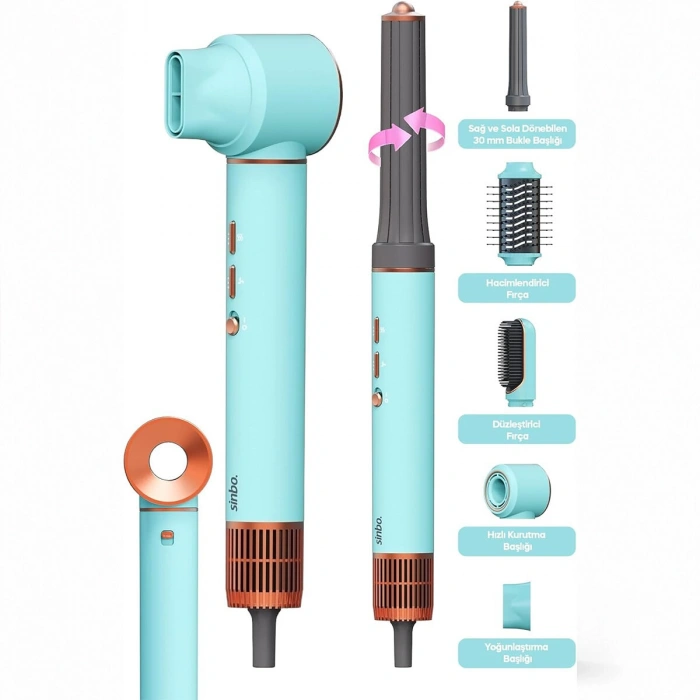 MAVİ AİR BRUSH 5İN1=BUKLE-HACİMLE-DÜZLEŞTİR-2-FIRÇA SAÇ KURUTMA - ŞEKİL MAKİNESİ 1300W 3-KDM.HIZ SICAKLIK SHD-1729 (5263)