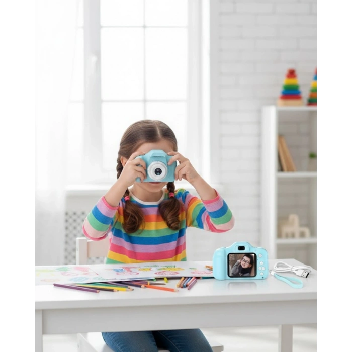 Mavi Hd Taşınabilir Mini Kamera Video Kayıt Ve Fotoğraf Çekim Özellikli