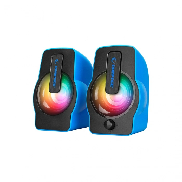 MAVİ - RGB IŞIKLI 1+1 HOPARLÖR SPEAKAER SET USB KABLO 2.0 MULTİMEDYA - 6W (5263)
