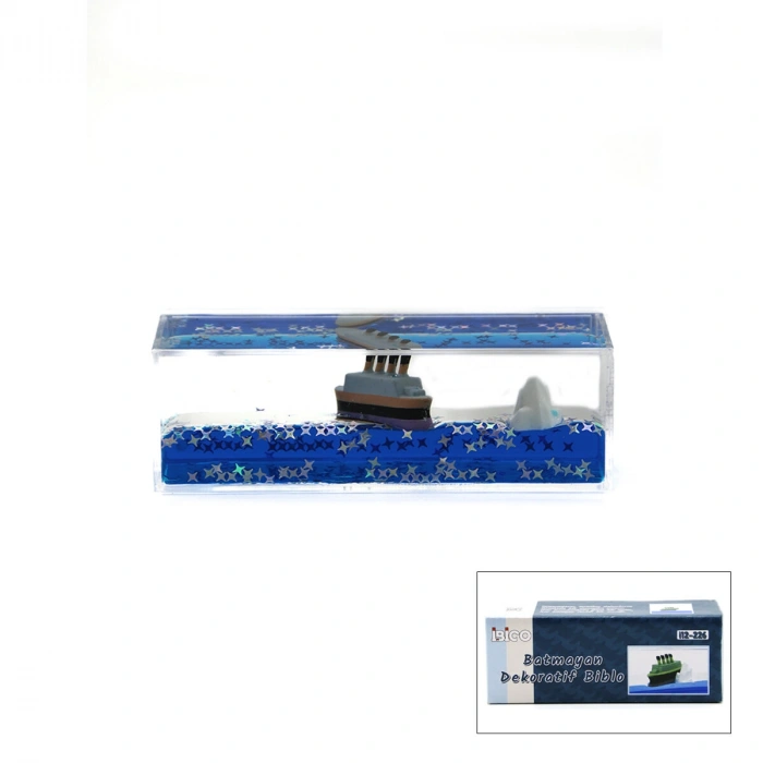 MAVİ SU GEMİ - ADA D.GEN MİKA YÜZEN BATMAYAN DEKORATİF BİBLO AKVARYUM 4.5X13X4.2CM (5263)