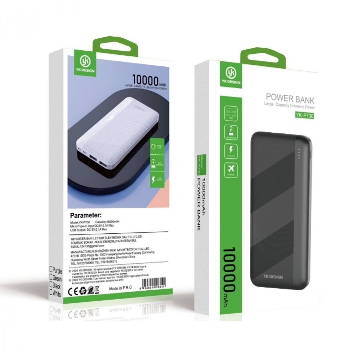 Mikro Type-C USB Hızlı Şarj Edebilen 10000 mAh Powerbank (5263)