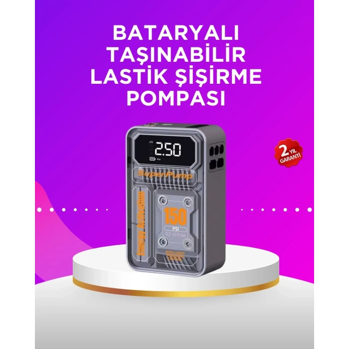 Mini Boy Elektrikli Şarjlı Yüksek Basınçlı Lastik Şişirme Pompası