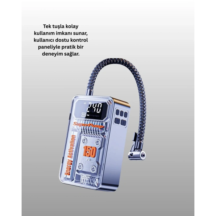 Mini Boy Elektrikli Şarjlı Yüksek Basınçlı Lastik Şişirme Pompası