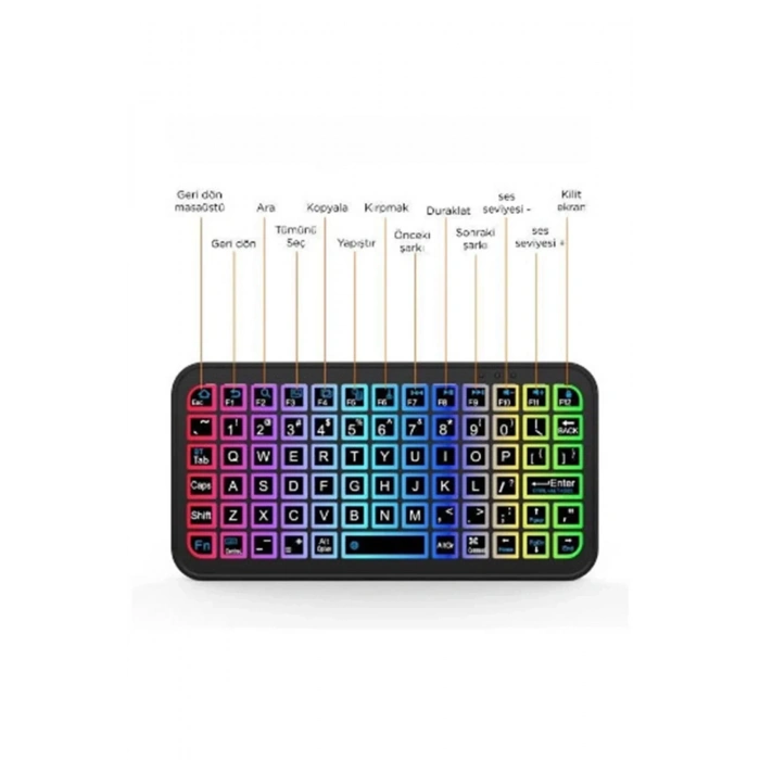 Mini Klavye Smarttv Işıklı Bluetooth Kablosuz Televizyon Ps3 Dizüstü Tabletler Ve Telefonlar İçin