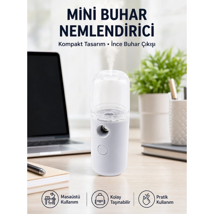 Mini Şarjlı Buhar Nemlendirici – Taşınabilir, Enerji Tasarruflu, Kablosuz Kullanım Yeni Nesil