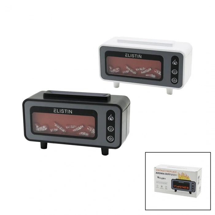 MİNİ ŞÖMİNE 200ML USB ŞARJLI - IŞIKLI HAVA NEMLENDİRİCİ BUHAR MAKİNE - KOKU GİDERİCİ 4.5W (5263)