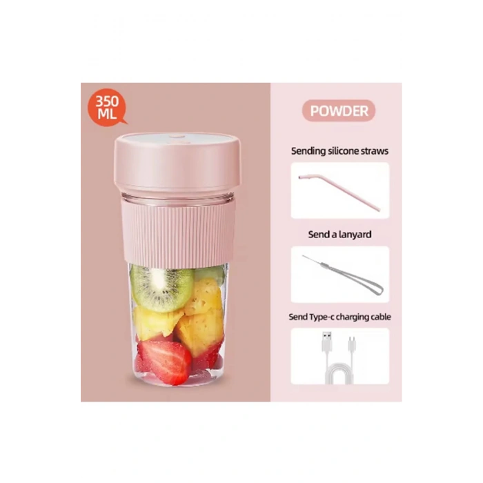 Mini Taşınabilir Mikser 350 Ml Smoothie Makinesi Meyve Sıkacağı Şarj Edilebilir Blender Pembe