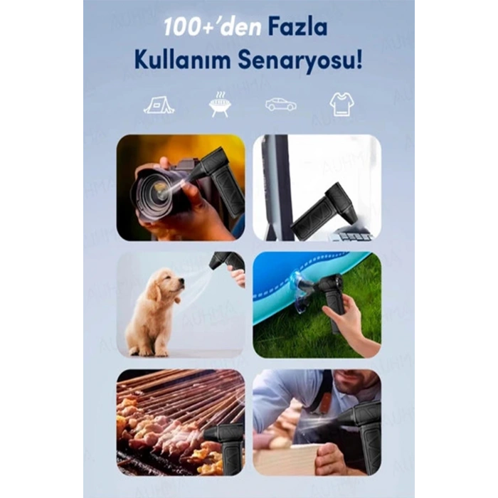 Mini Turbo Fan 130.000 Rpm Şarjlı 8000 Mah Batarya 4 Vitesli Taşınabilir Elektrikli Hava Üfleyici Kompresörü