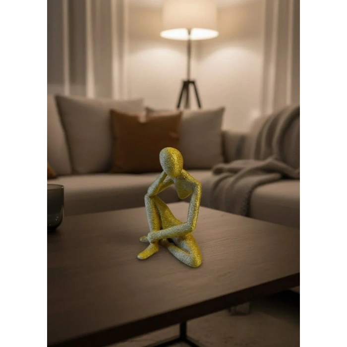 Minimal Sarı İnsan Figürü Biblo Ev Ve Ofis Dekoru