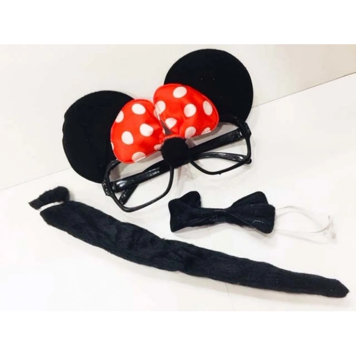 Minnie Mouse Gözlüğü Papyonu Kuyruğu Seti (5263)
