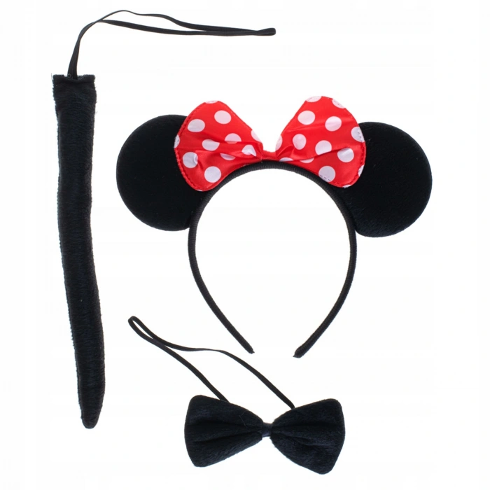 Minnie Mouse Kostüm Seti Taç Kuyruk Papyon Gösteri Seti (5263)