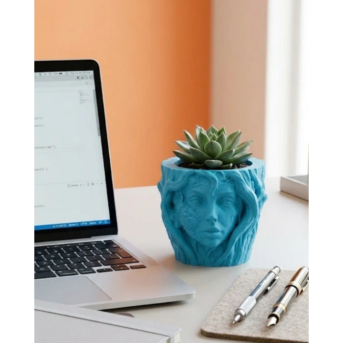 Modern Ev Dekoru İçin Kadın Yüzü Ağaç Tasarımlı Dekoratif Vazo