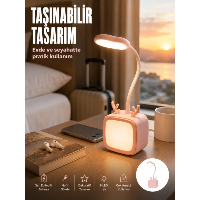 Modern Tasarımlı Şarj Edilebilir Led Gece Lambası