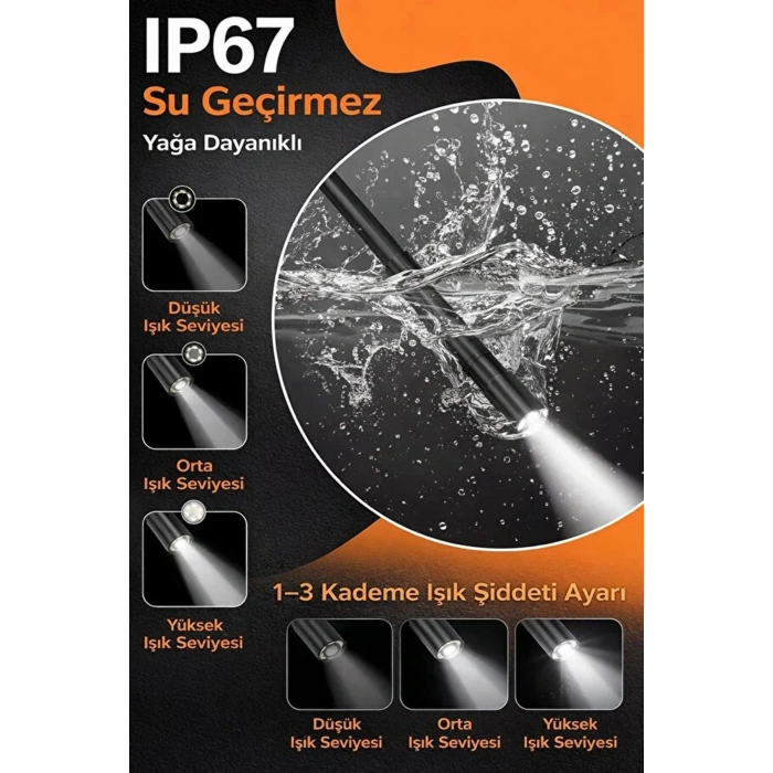 Monitörlü Tek Kameralı 5 Mt Sert Kablo Yılan Endoskop Kamera 5,5 Mm 4.3 Inc Ekran Ip67 Su Geçirmez