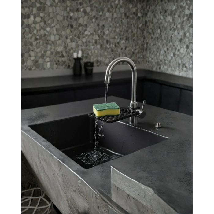 Musluğa Monte Sünger Organizeri Hijyenik Drenajlı Pratik Tasarım