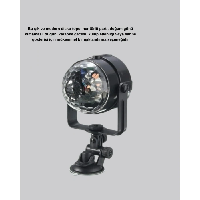 Müzik Ritmine Duyarlı Renkli Disko Topu – 7 Modlu Işıklı Parti Lambası