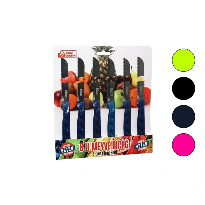My01 Dişli Meyve Bıçak Takımı (6 Parça, Renkli)