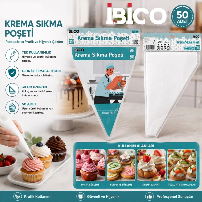 NAYLON 30CM 50PCS KREMA SIKMA  POŞETİ TORBASI (5263)
