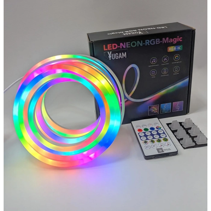 Neon LED Esnek Aydınlatma - RGB MAGIC SMART - 5 Metre Paket IP67 - Uzaktan Kumanda + Uygulama (5263)