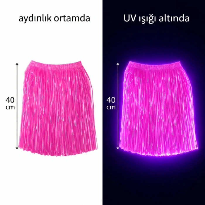 Neon Pembe Hawaii Parti Eteği 40 cm (5263)