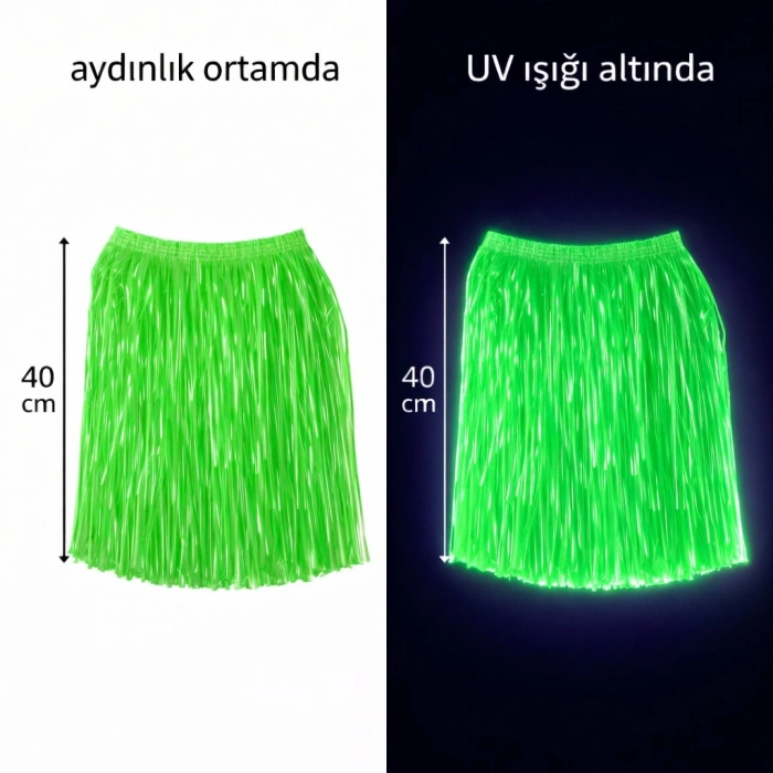 Neon Yeşil Hawaii Parti Eteği 40 cm (5263)