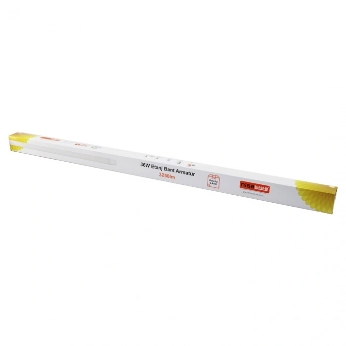 NİSALUCE EAMP-082/1 2PCS 36W - 120CM LED ETANJ BANT ARMATÜR LAMBA AMPUL BEYAZ - 6500K 3250LÜMEN MONTAJ AYAR KANALLI (5263)