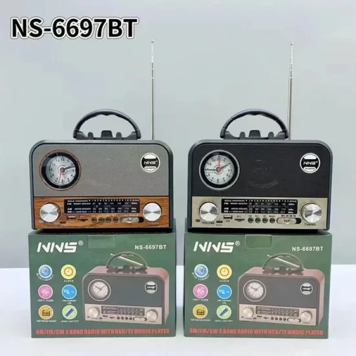 Nns NS-6697BT Taşınabilir Bluetooth Nostaljik Radyo (5263)