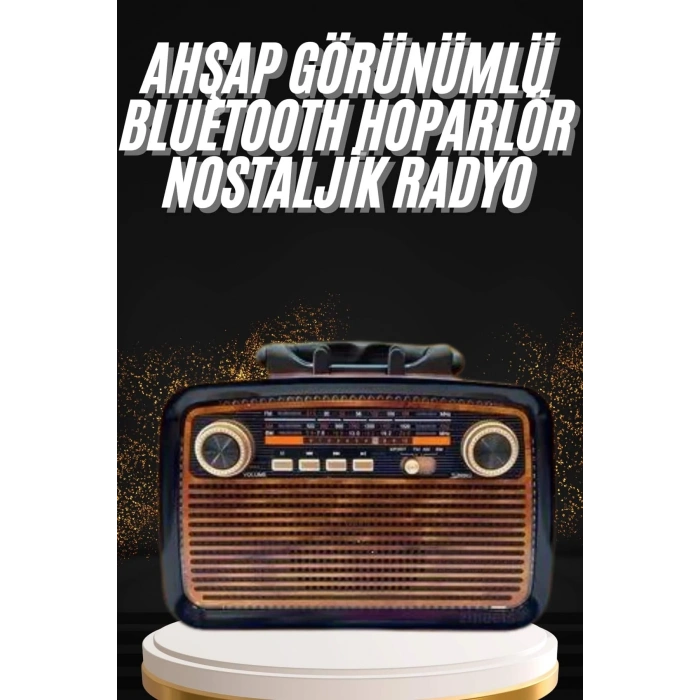 Nostaljik Görünümlü Ahşap Radyo Tf Sd Usb Girişli Led Fener Işıklı