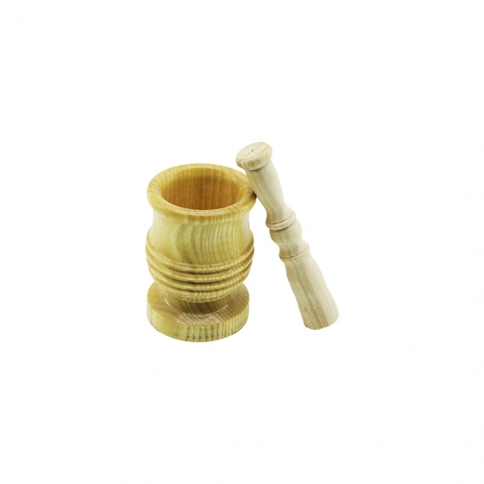 ORTA BOY  LÜX AHŞAP HAVAN SARIMSAK DÖVECEK Ç: 7.3CM--D: 6.5CM--Y: 10.5CM FİLELİ AMBALAJ (5263)
