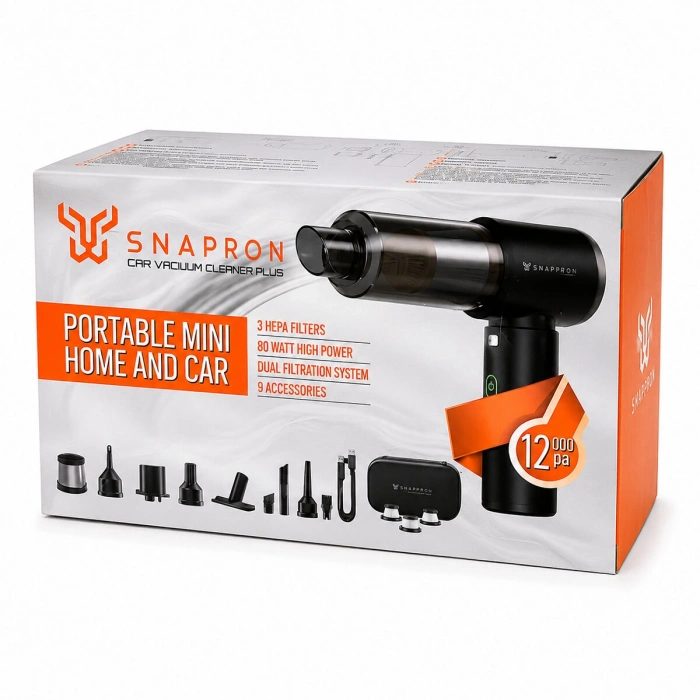 OTO ARAÇ - 2IN1 ŞARJLI 80W - 12000PA 9 BAŞLIK - 3 FİLTRE EL TİPİ BASINÇLI HAVA ÜFLEME - ARAÇ SÜPÜRGE MAKİNESİ TAŞIMA ÇANTALI SNV-3002 (5263)