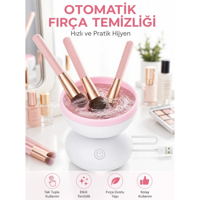 Otomatik Makyaj Fırçası Temizleyici Usb Destekli Taşınabilir Cihaz Yeni Nesil