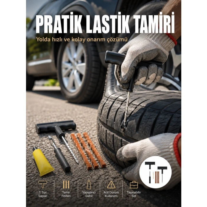 Otomobil Motosiklet Bisiklet İçin Güvenli Lastik Tamir Kiti