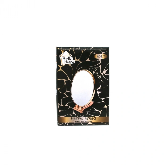 OVAL - BAKIR 6.5 INC=16.5X13CM MAKYAJ AYNASI ÇİFT TARAFLI KATLANIR AYAKLI (5263)