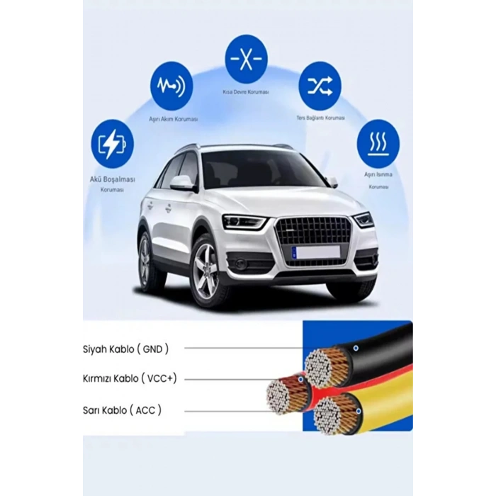 Park Modu Kablosu Type-c Akü Sigorta Bağlantı Kablosu Araç İçi Kamera Tüm Kameralara Uyumlu