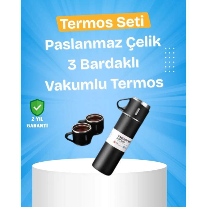 Paslanmaz Çelik Termos Seti | 500 Ml Kapasite, 6-12 Saat Isı Koruma, Hediye Kutulu