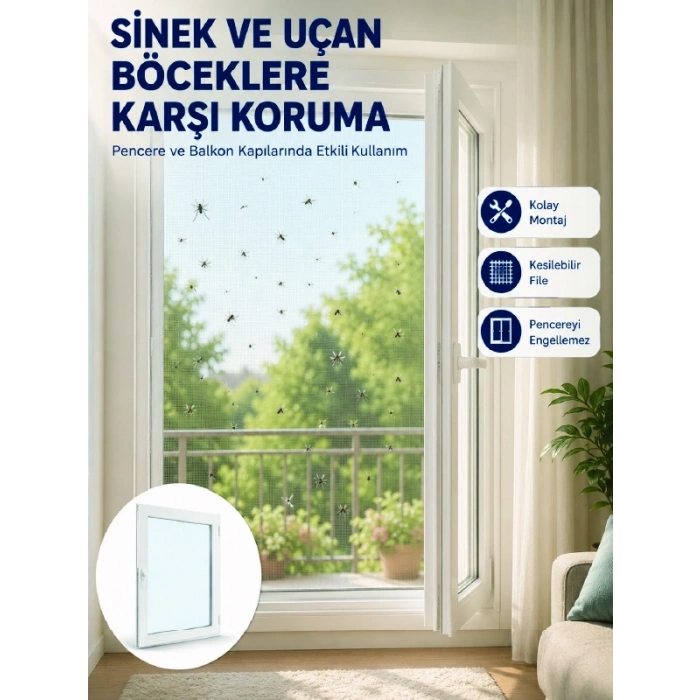 Pencere Ve Balkon İçin Tek Kanatlı Kolay Takılan Sineklik