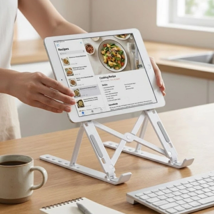 Plastik Katlanır Tablet Standı – Ayarlanabilir Açılı, Taşınabilir Masaüstü Telefon ve Tablet Tutucu Stand (5263)
