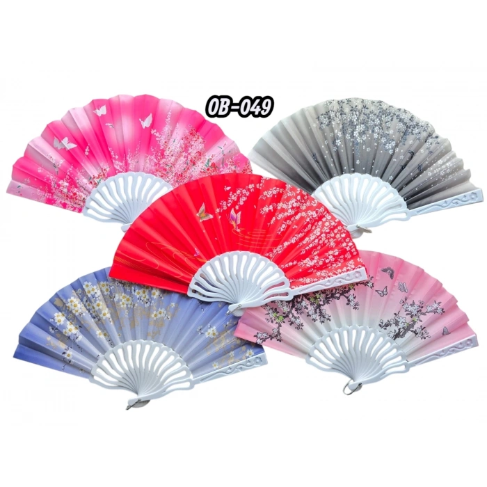 Plastik Kumaş Yelpaze 12li Karışık Ob-049